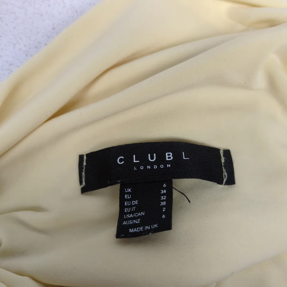 CLUB L LONDON WOMEN'S YELLOW DRAPED ONE-SHOULDER DRESS – UK 6