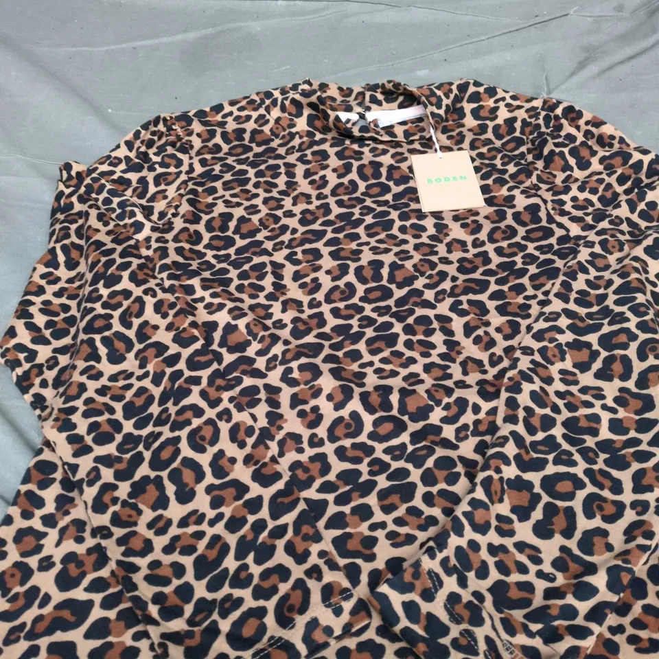 BODEN LEOPARD PRINT LONG-SLEEVE TOP – WOMEN'S SIZE 14