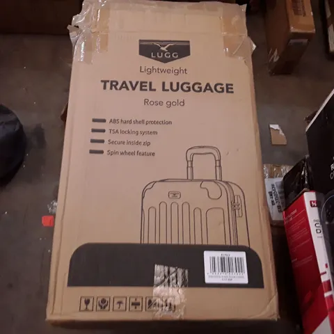 BOXED LUGG JET LIGHT WEIGHT TRAVEL LUGGAGE SUITCASE- ROSE GOLD