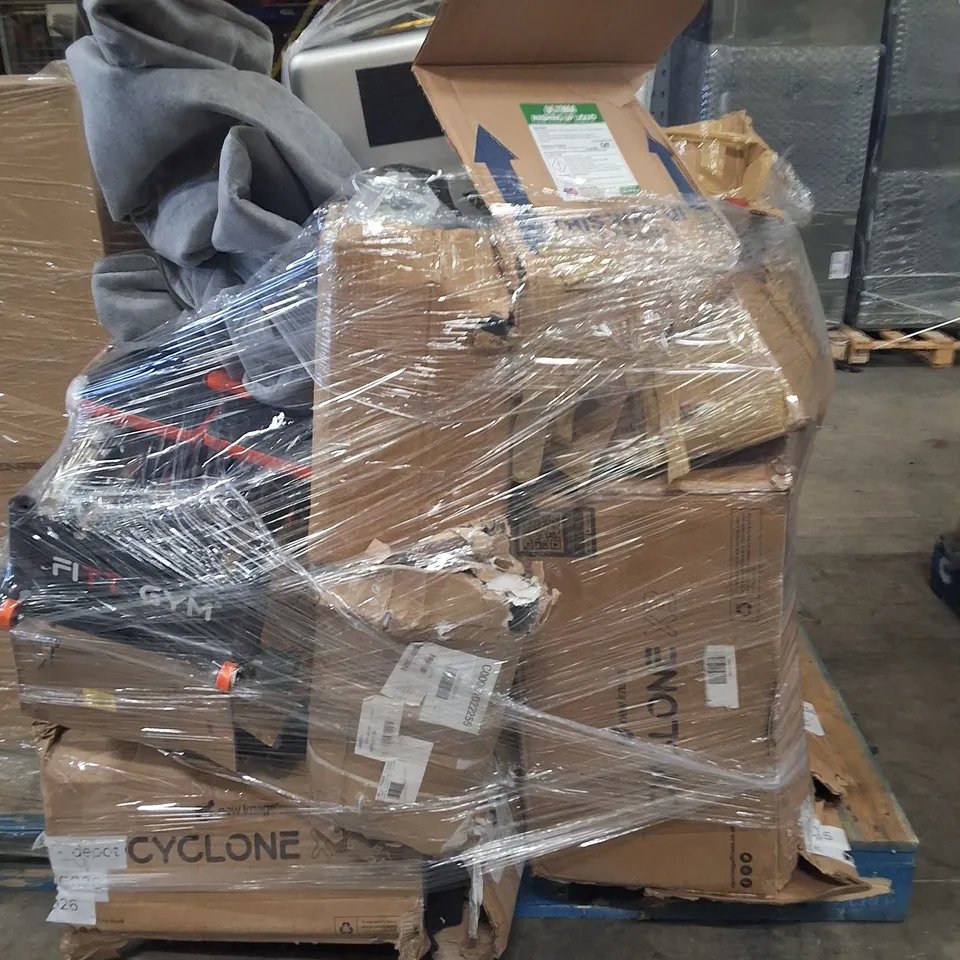 PALLET OF ASSORTED PRODUCTS TO INCLUDE;EXERCISE BIKE,SINK,GYM PRODUCTS