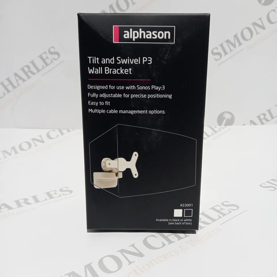 APPROXIMATELY 9 BRAND NEW BOXED AND SEALED ALPHASON TILT AND SWIVEL P3 WALL BRACKET WHITE AS3001W 