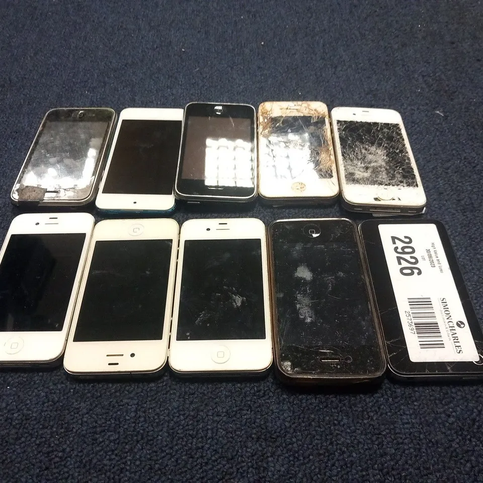 10 ASSORTED MOBILE PHONES TO INCLUDE; APPLE IPHONE 4 (A1332) SMARTPHONE 