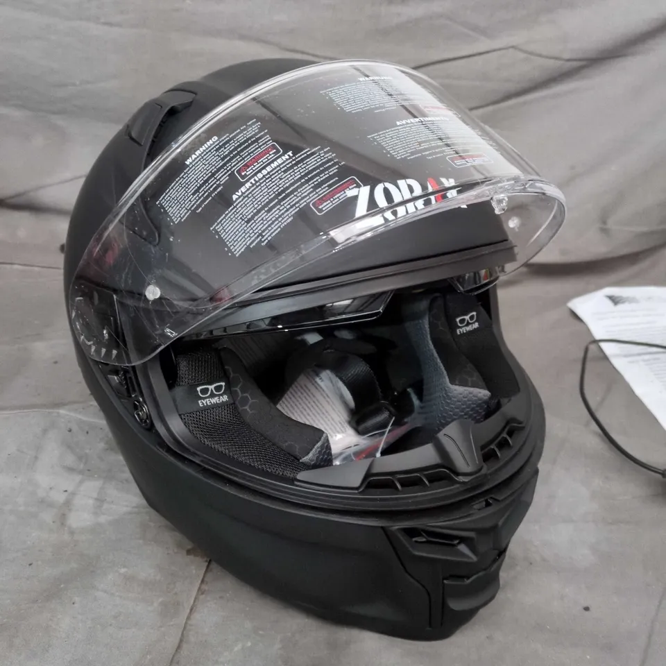 ZORAX BLACK FULL-FACE MOTORCYCLE HELMET WITH CLEAR VISOR 