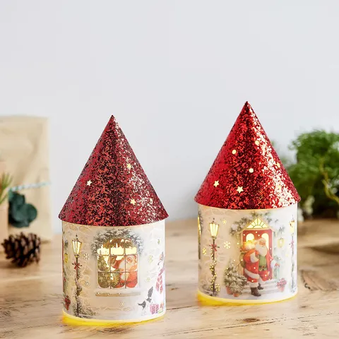 SANTA EXPRESS SET OF 2 PRE LIT CHRISTMAS SCENE HOUSES