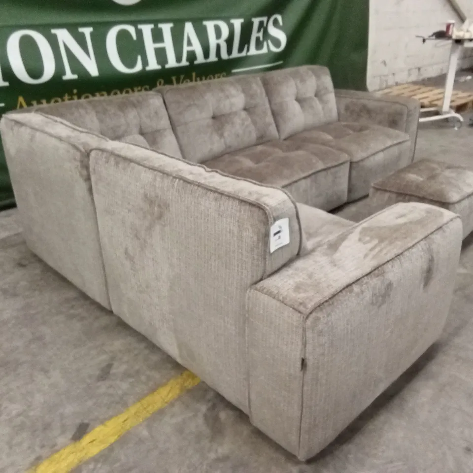 QUALITY DESIGNER ITALIAN MADE GRAVINA MODULAR FABRIC CORNER SOFA WITH FOOTSTOOL