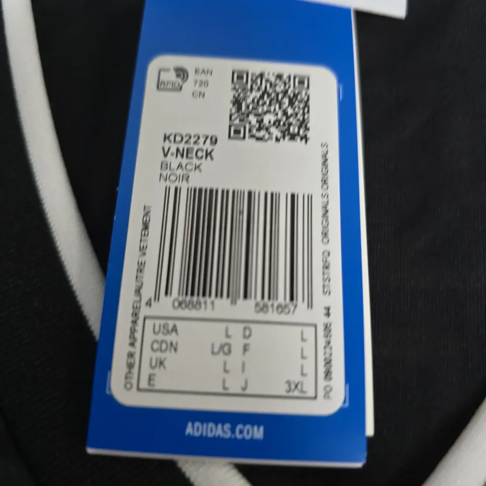 ADIDAS BLACK V-NECK BASKETBALL JERSEY – SIZE L