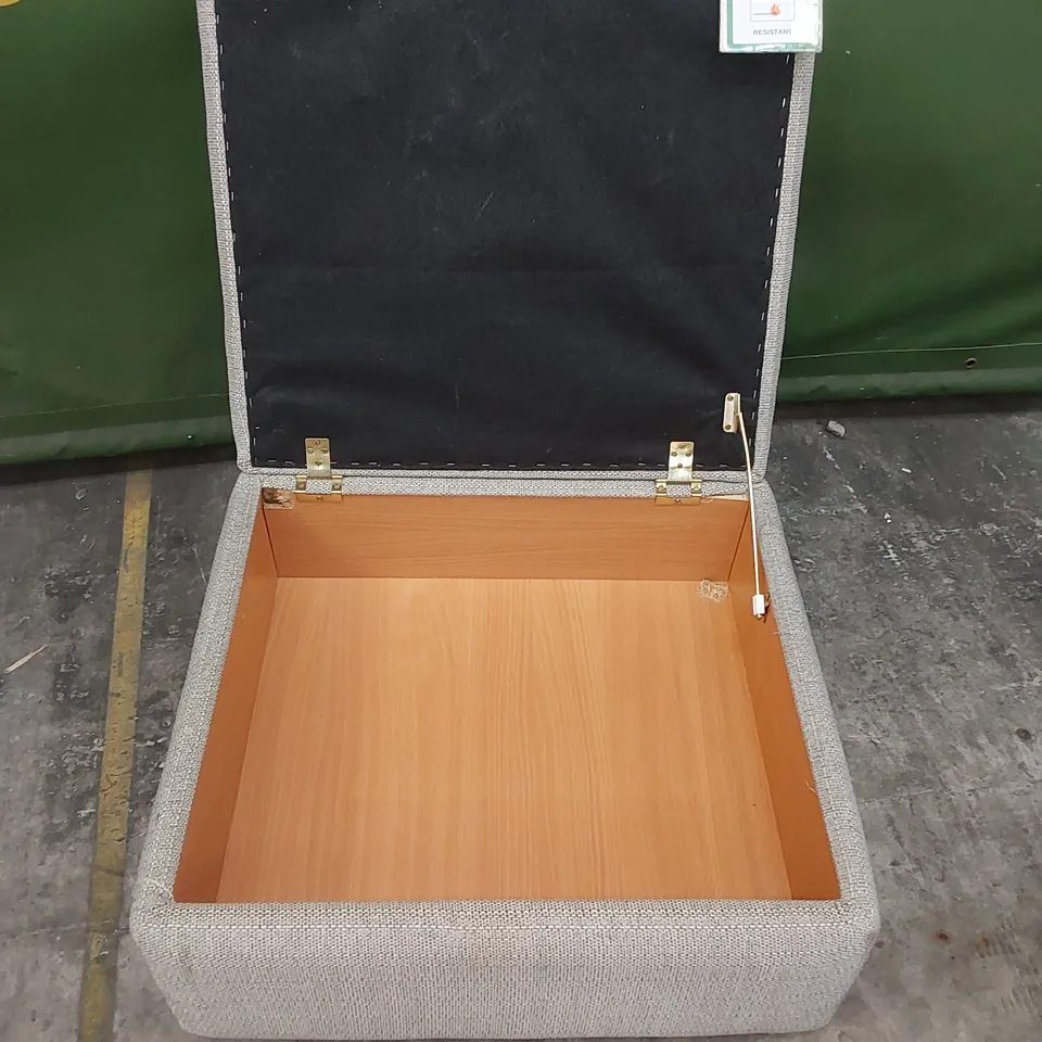 DESIGNER FABRIC UPHOLSTERED STORAGE FOOTSTOOL 