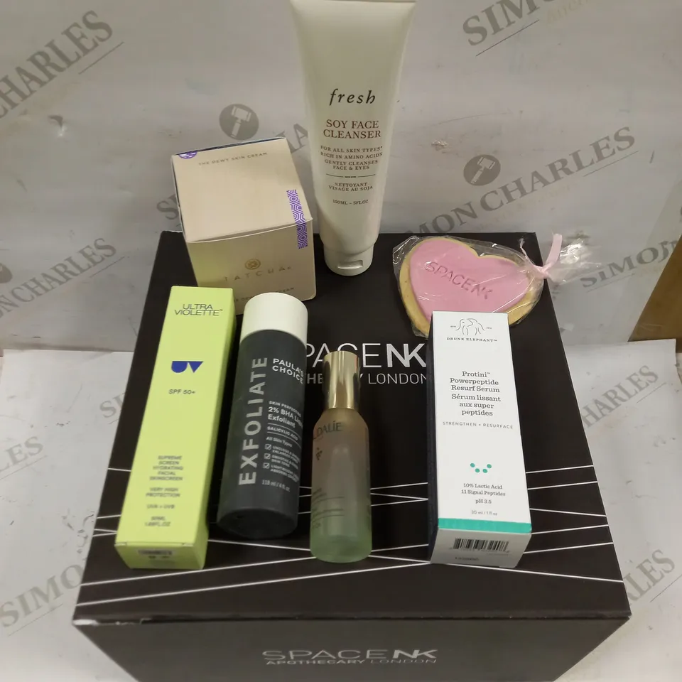 SPACENK APOTHECARY LONDON HEALTH & BEAUTY GIFT SET TO INCLUDE PAULA'S CHOICE 2% BHA LIQUID EXFOLIANT, DRUNK ELEPHANT POWERPEPTIDE RESURF SERUM, ULTRA VIOLETTE HYDRATING FACIAL SUNSCREEN ETC 