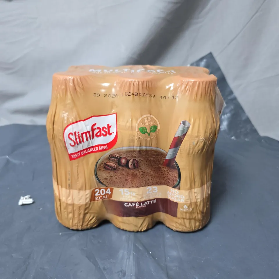 PACK OF 6 SLIM FAST CAFE LATTE MEAL REPLACEMENT DRINKS 325ML PER BOTTLE