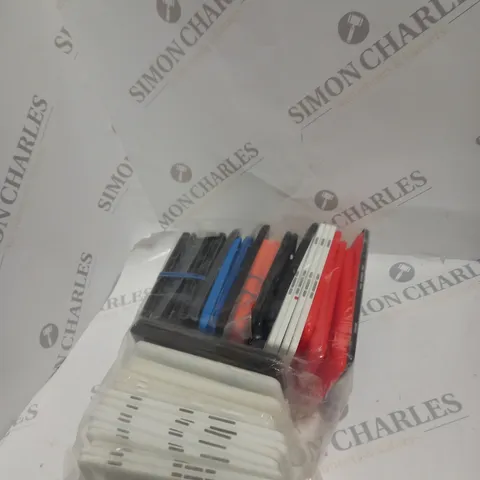 BOX OF ASSORTED PHONE CASES FOR NOKIA, SONY, SAMSUNG TO INCLUDE WHITE, BLUE, BLACK, REDE, ORANGE ETC