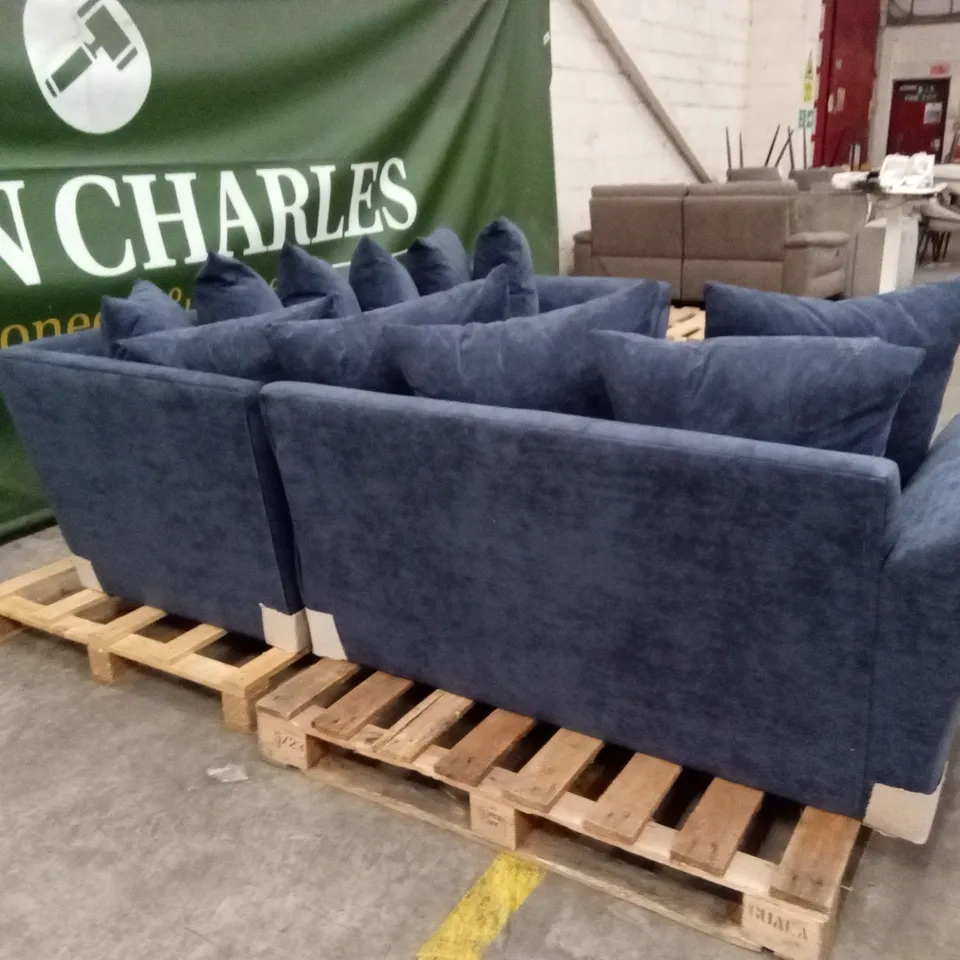 DURY FABRIC CORNER GROUP SCATTER BACK SOFA - BLUE RRP £999