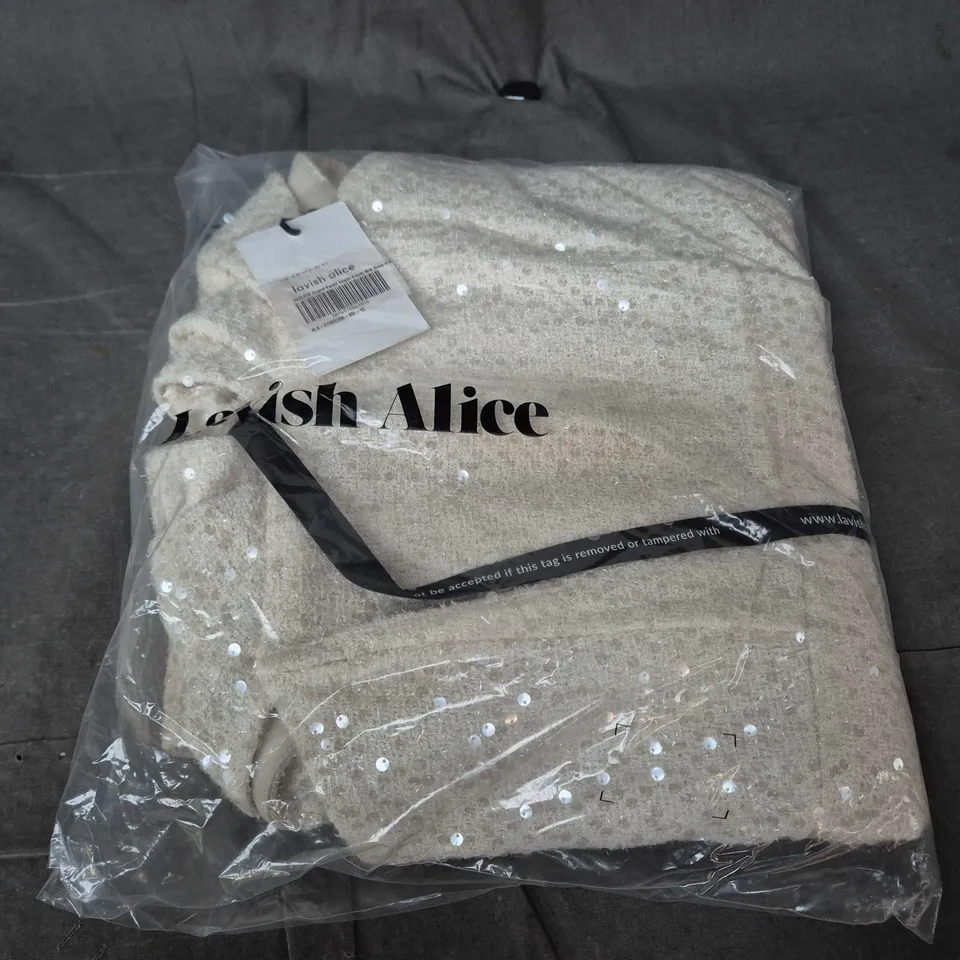 LAVISH ALICE HARLEEN DRAPED BARDOT SEQUIN BOUCLE MIDI DRESS – WOMEN'S DRESS - SIZE 12