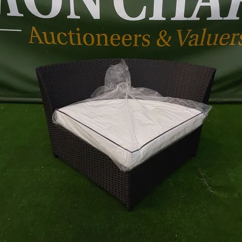 DESIGNER BLACK RATTAN CORNER SOFA PIECE WITH CUSHION