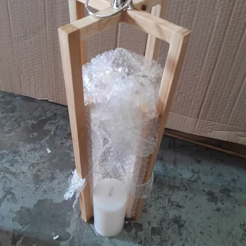 SET OF 2 WOOD LANTERNS - 56CM/40CM