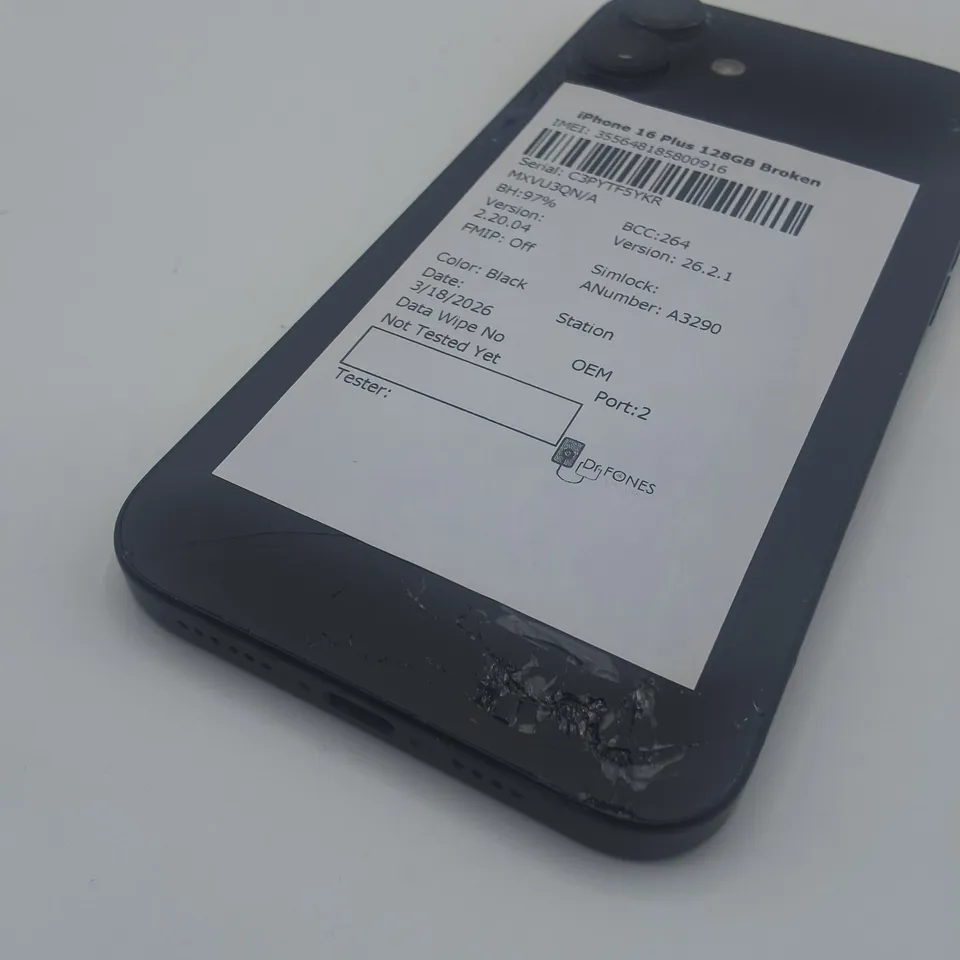 UNBOXED APPLE IPHONE 16 PLUS 128GB IN BLACK - A3290