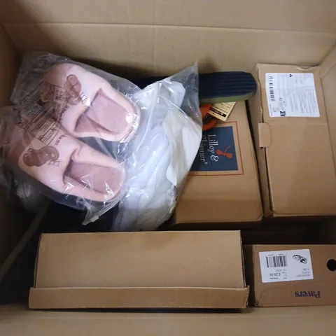 BOX OF APPROXIMATELY 12 PAIRS OF ASSORTED SHOES IN VARIOUS COLOUR, STYLES AND SIZES