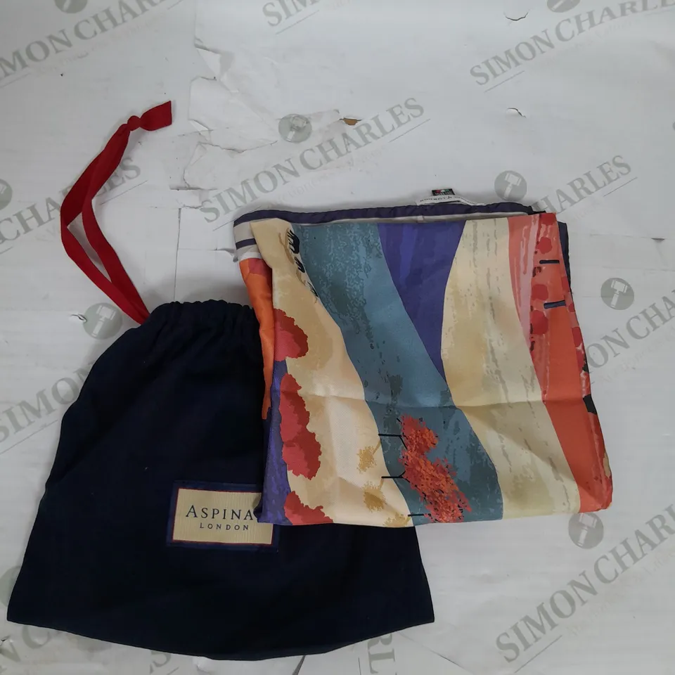 ASPINAL OF LONDON SOUTH DOWNS 100% SILK SCARF IN CASPIAN BLUE RRP £150