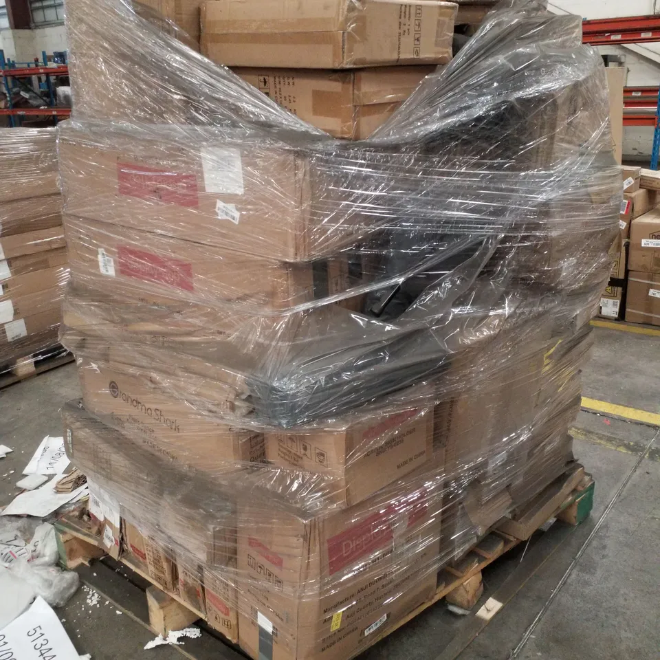 PALLET CONTAINING ASSORTED PRODUCTS INCLUDING ACOUSTIC GUITAR, CUPCAKE STAND, LOCKABLE MAIL BOX & PIANO BENCH