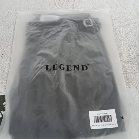 LEGEND PREMIUM SIDE CINCH SHORTS – BLACK, SIZE 32