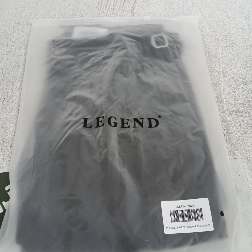 LEGEND PREMIUM SIDE CINCH SHORTS – BLACK, SIZE 32