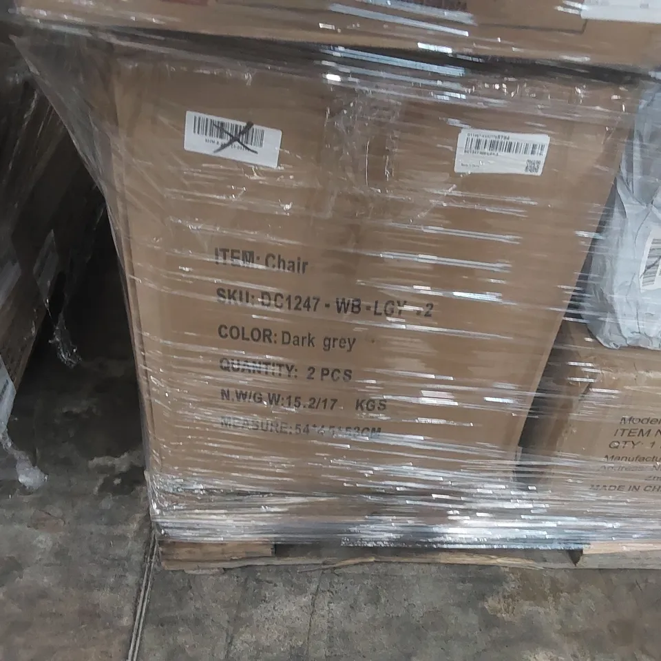 PALLET CONTAINING A LARGE QUANTITY OF ASSORTED CONSUMER PRODUCTS INCLUDING: BATHROOM MIRROR CABINET, CHAIR, DISTILLER, BATHROOM MIRROR ECT