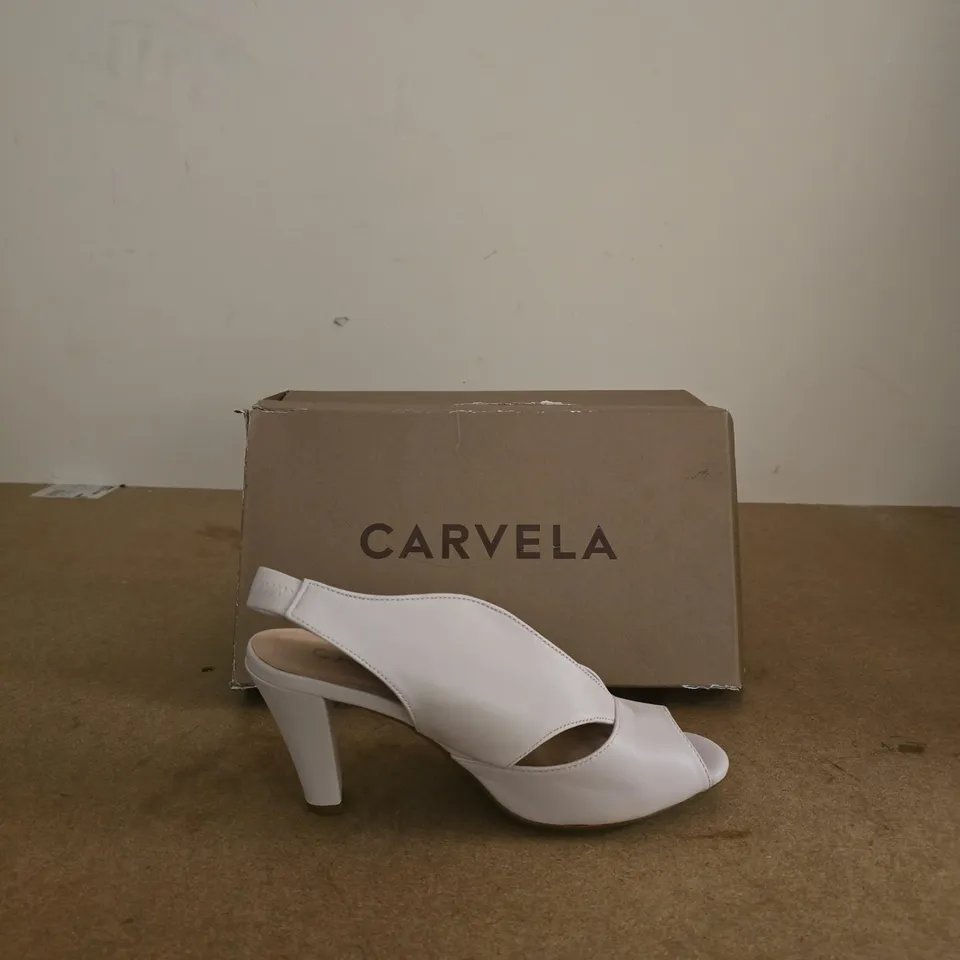 CARVELA WHITE LEATHER SLINGBACK SANDALS – OPEN-TOE, BLOCK HEEL (PAIR) EU 39