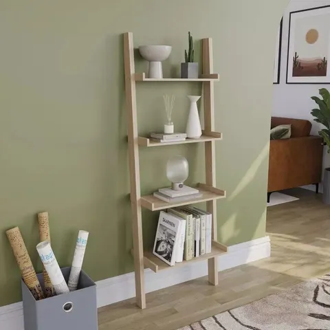 BOXED YORK 4 TIER LADDER BOOKCASE - PINE (1 BOX)