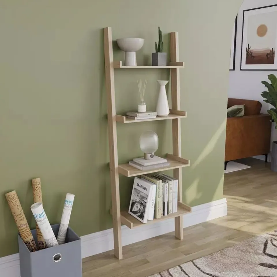 BOXED YORK 4 TIER LADDER BOOKCASE - PINE (1 BOX)