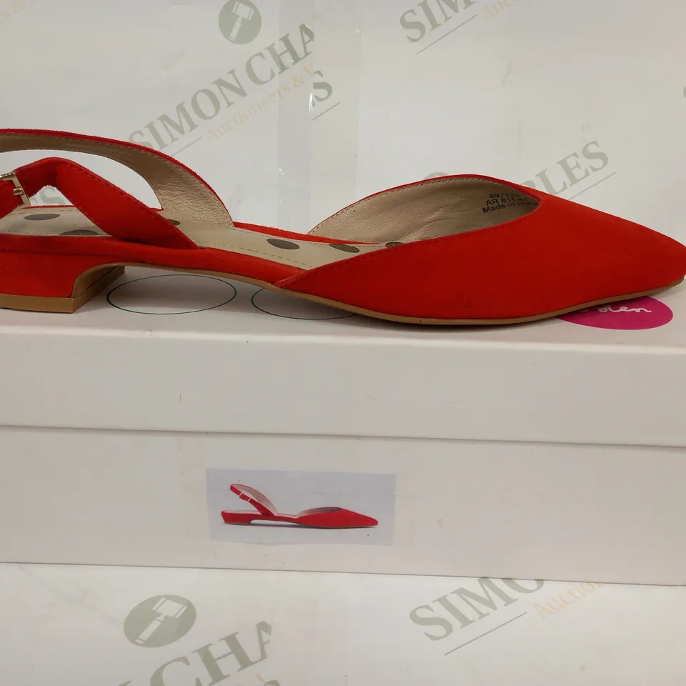 BOXED PAIR OF BODEN CECELIA SLINGBACK FLATS IN RED EU SIZE 41
