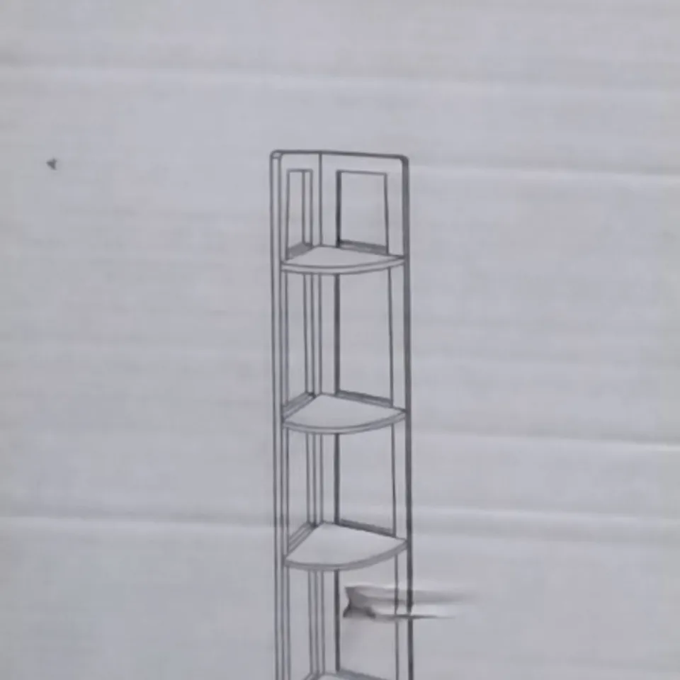 BOXED 4 TIER CORNER SHELVING UNIT IN WHITE 
