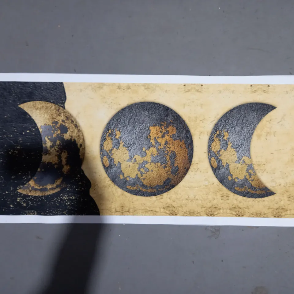 LARGE BLACK & GOLD MOON CYCLE ART PRINT