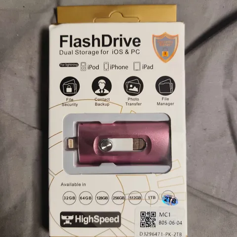 FLASHDRIVE DUAL STORAGE FOR IOS & PC IN PINK - 2TB