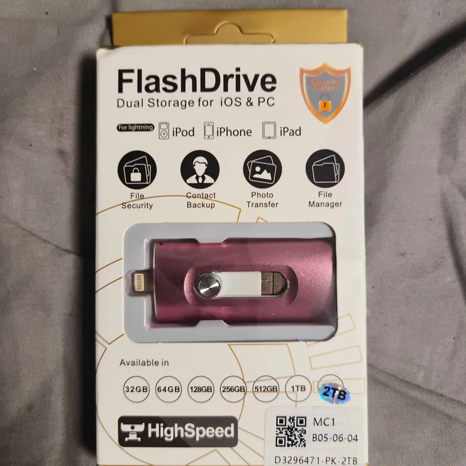 FLASHDRIVE DUAL STORAGE FOR IOS & PC IN PINK - 2TB