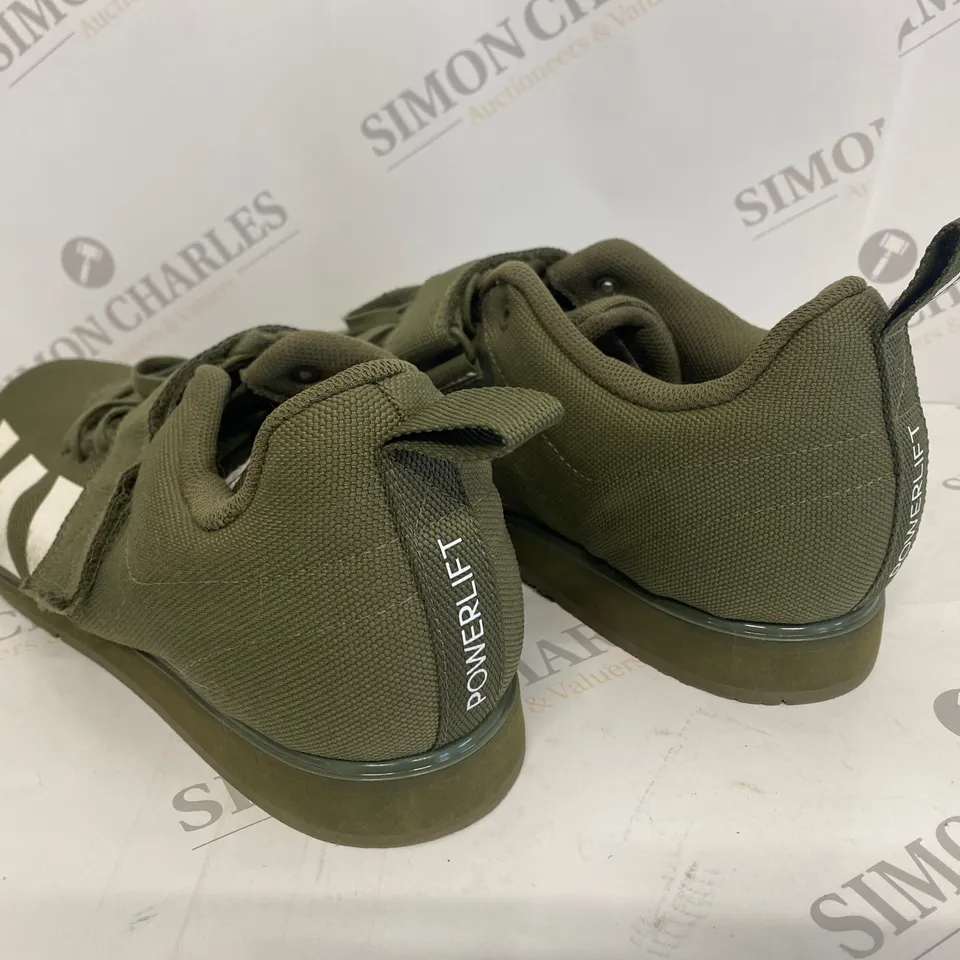 BOXED PAIR OF ADIDAS GREEN TRAINERS SIZE 10.5