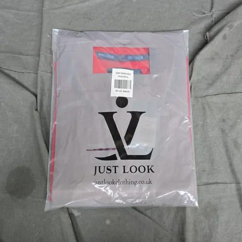 BAGGED JUST LOOK SHORT TIPPING POLO SHIRT – RED, SIZE MEDIUM (SSTP 21)