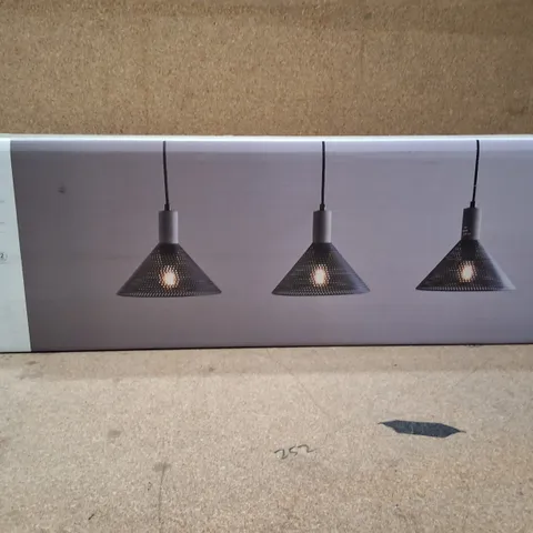 BOXED DUNELM PERRY BAR CEILING LIGHT – 3 PENDANT FIXTURE