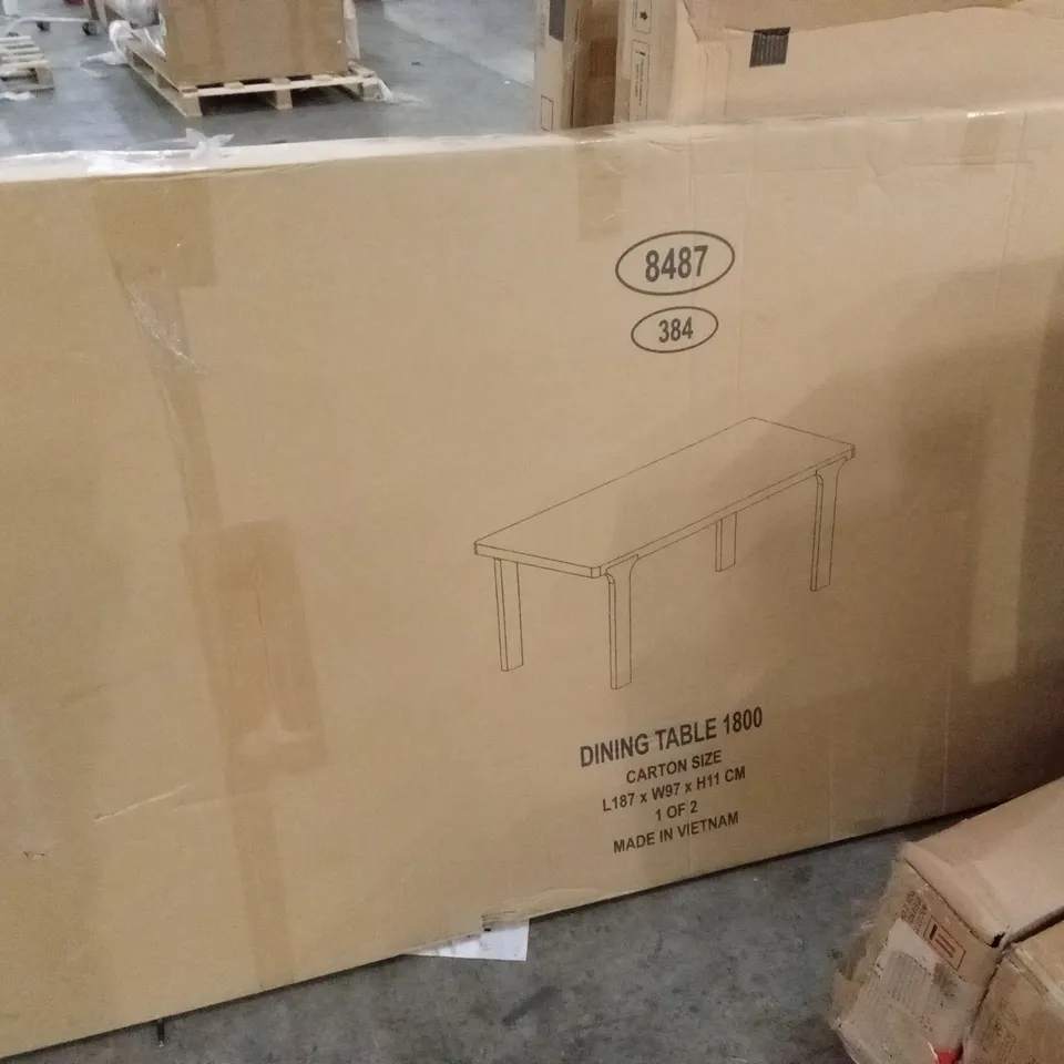 BOXED DINING TABLE - CARAMEL WALNUT EFFECT (2 BOXES)