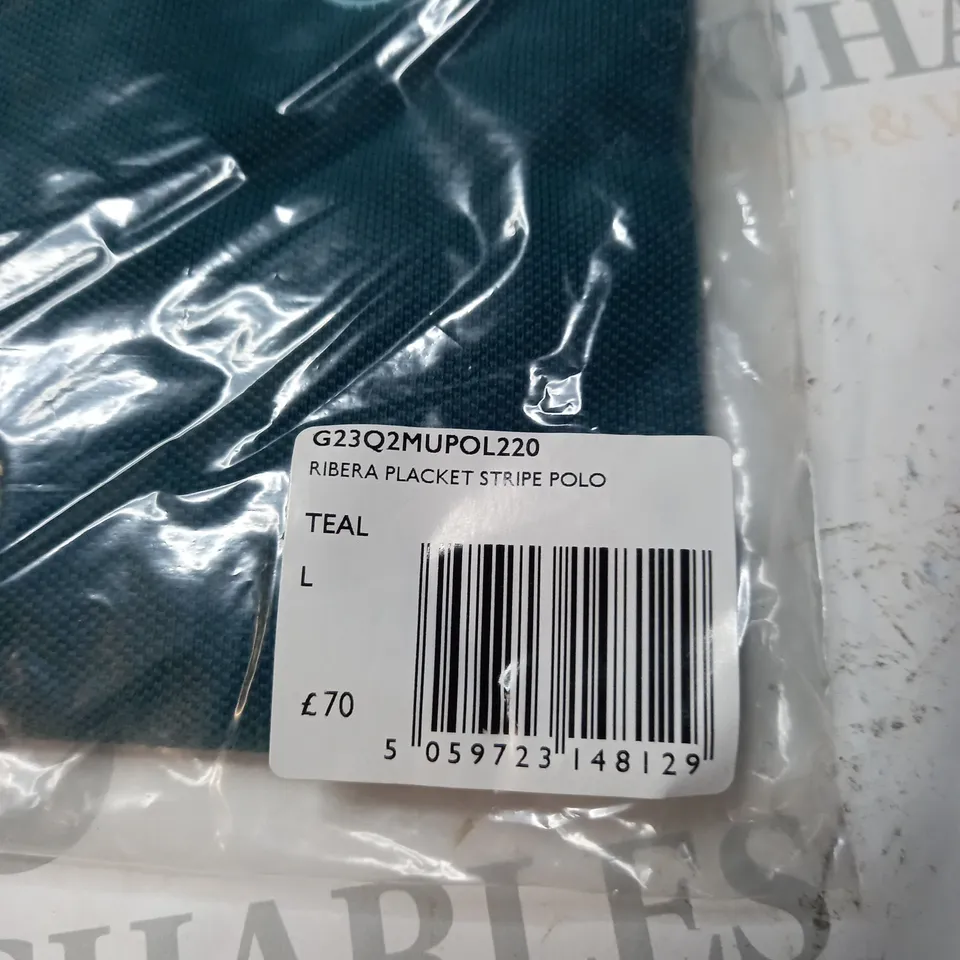 BAGGED PRETTY GREEN RIBERA PLACKET STRIPE POLO SHIRT SIZE L