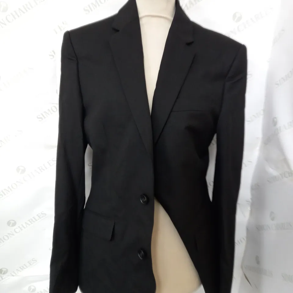 ASOS DESIGN BLACK BLAZER WITH PURPLE LINING - UK 34