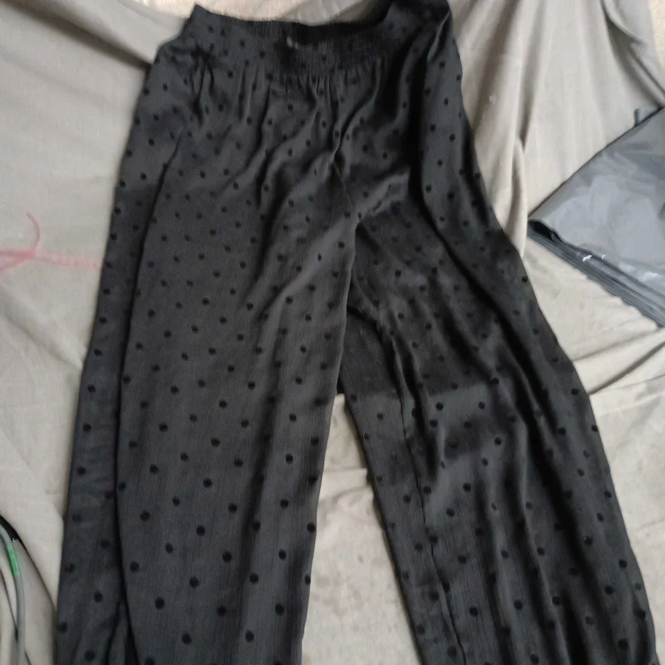ZARA WOMEN'S BLACK POLKA DOT SHEER TROUSERS SIZE S