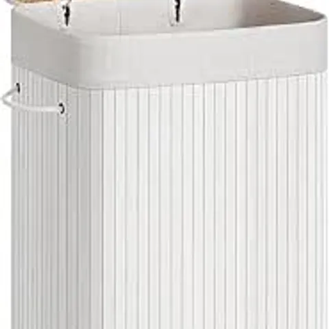 BOXED SONGMICS LAUNDRY BASKET WITH LID - WHITE/NATURAL