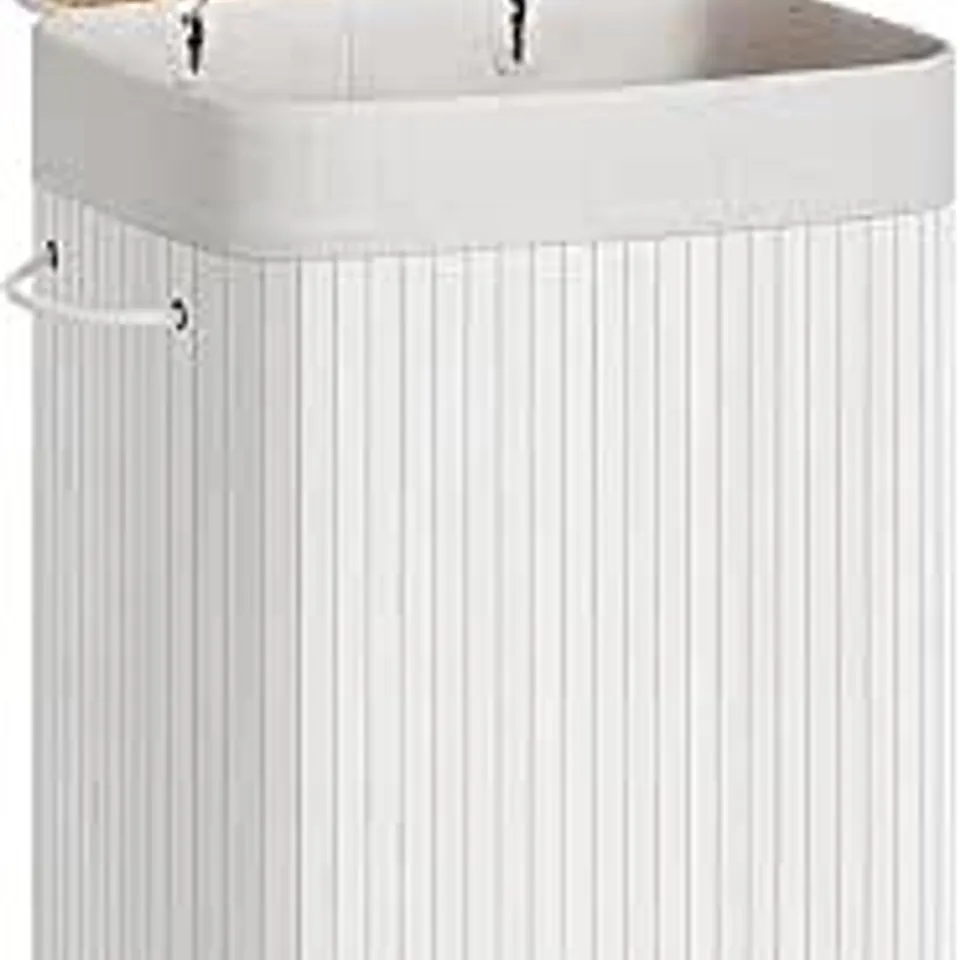 BOXED SONGMICS LAUNDRY BASKET WITH LID - WHITE/NATURAL