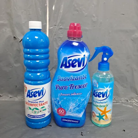 TOTE OF APPROXIMATELY 5 ASSORTED LIQUIDS TO INCLUDE - ASUVU AIR FRESHNER , DESINFECTANT ETC