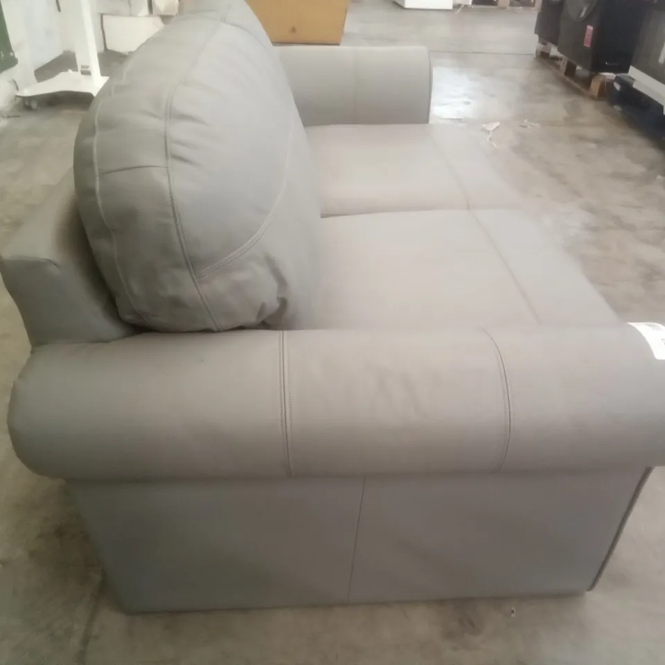 QUALITY DESIGNER 3 SEATER SOFA - GREY LEATHER 