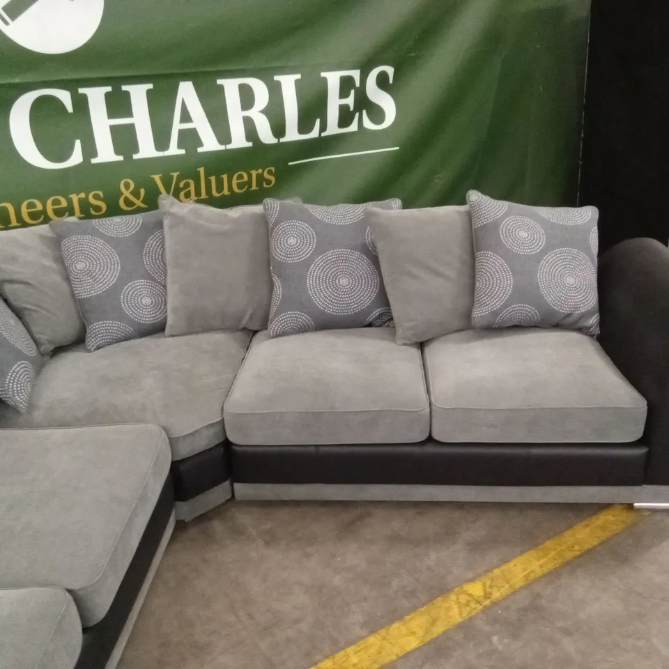 DANUBE FABRIC/FAUX LEATHER CORNER GROUP SOFA RRP £1199