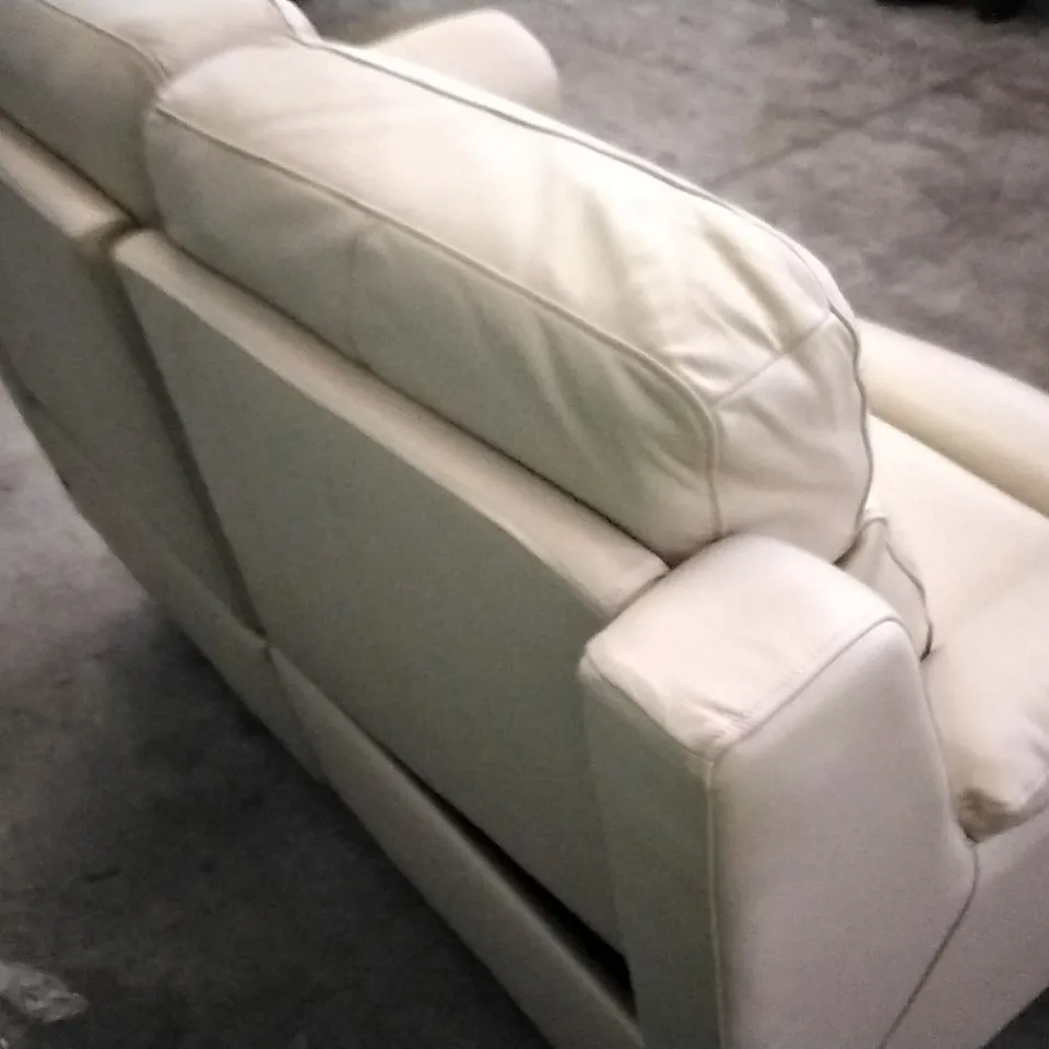 QUALITY DESIGNER CREAM LEATHER ELECTRIC RECLINING 2 SEATER SOFA 