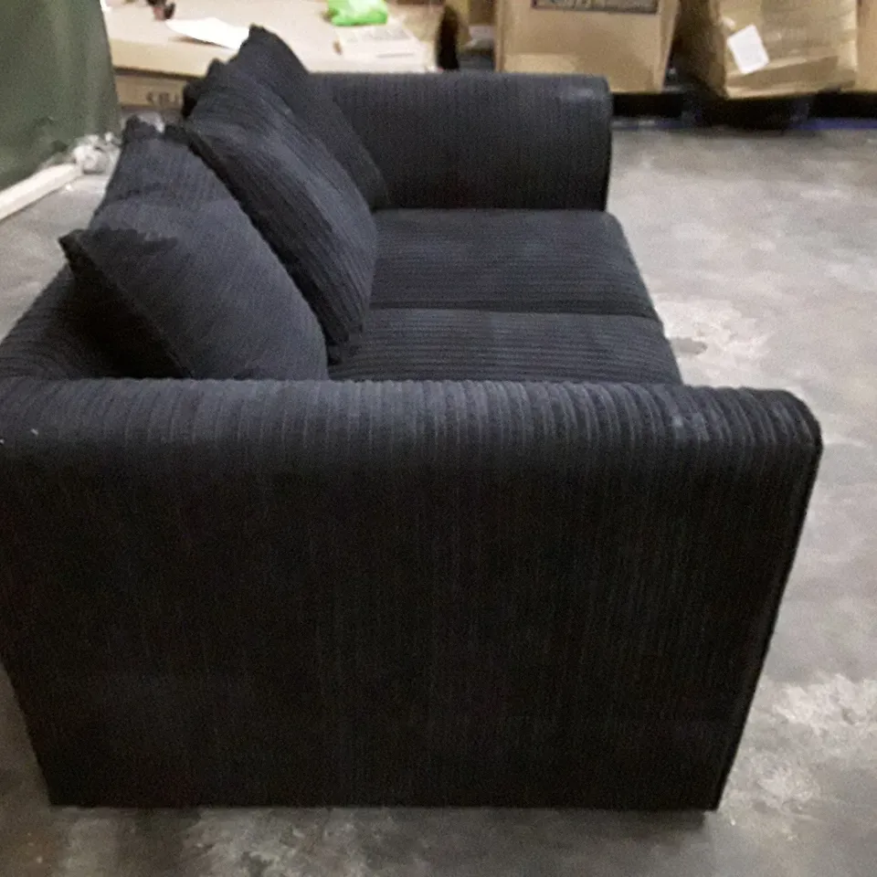 QUALITY DESIGNER 2 SEATER SOFA - BLACK CORDUROY FABRIC 