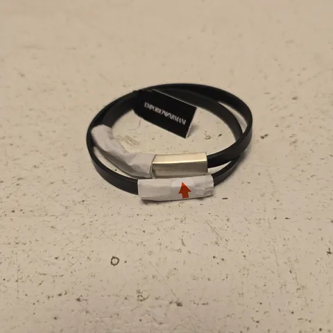EMPORIO ARMANI MENS SILVER-TONE LEATHER ID BRACELET