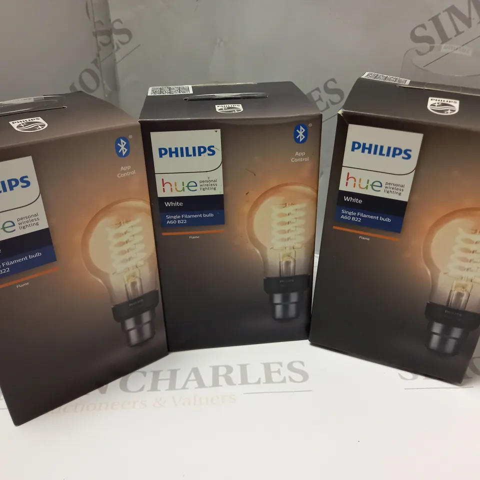 3 BOXED PHILIPS HUE WHITE SINGLE FILAMENT BULB A60 B22