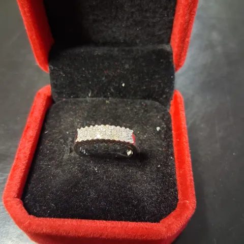 9CT WHITE GOLD HALF ETERNITY RING SET WITH NATURAL DIAMONDS